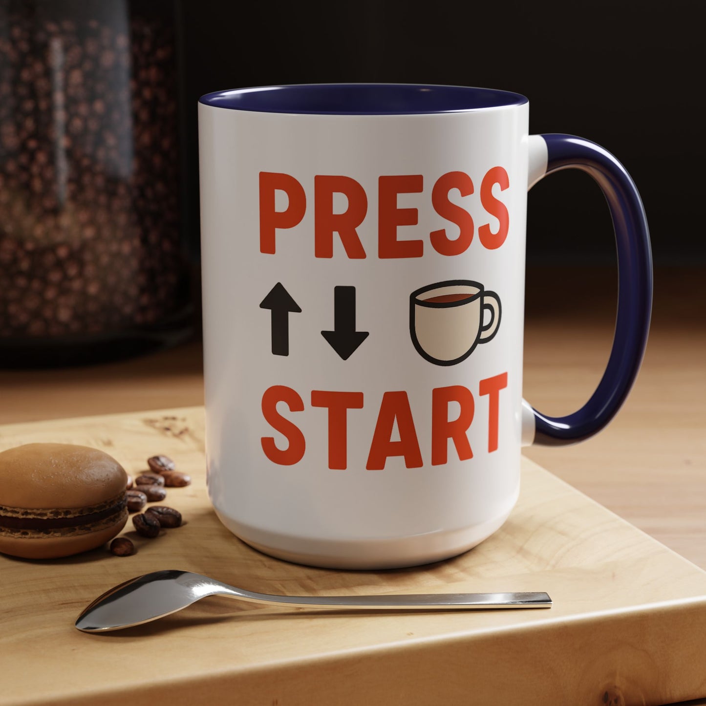 Press Start Retro Gamer Design, Fun Gifts for Gamers, Office Essentials, Tea Lovers, Unique Home Decor