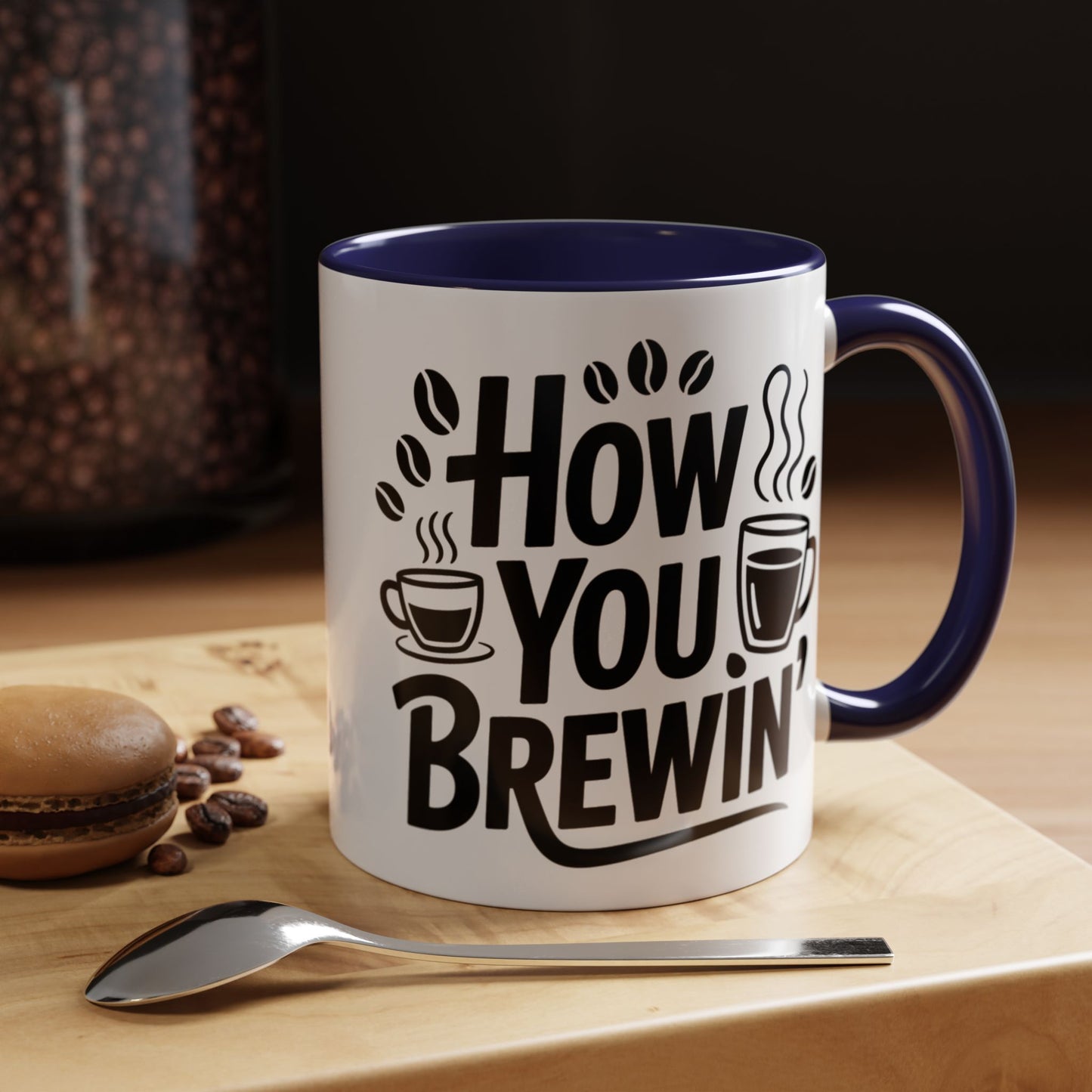How You Brewin' Coffee Lover's Accent Mug -  Perfect for Daily Coffee Ritual, Birthday Gift