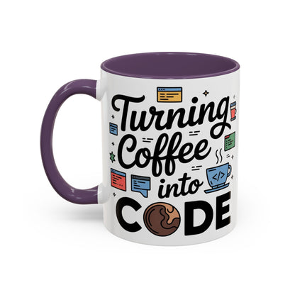 Turning Coffee into Code Mug, Programmer Gift, Coffee Lovers Cup, Tech Humor, Office Decor, Geeky Coffee Mug