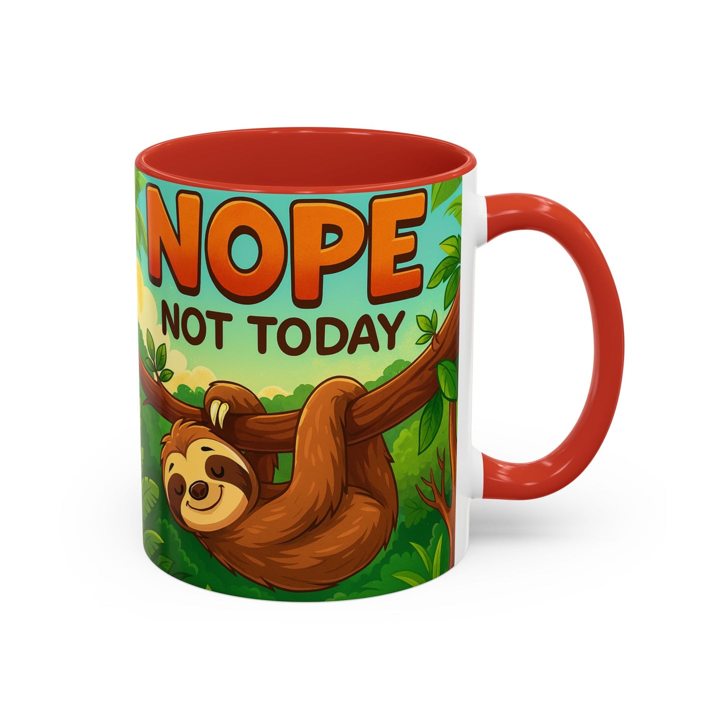 Sloth Nope Not Today-Themed Coffee Mug, Humorous Accent Mug for Animal Lovers, Perfect for Birthdays