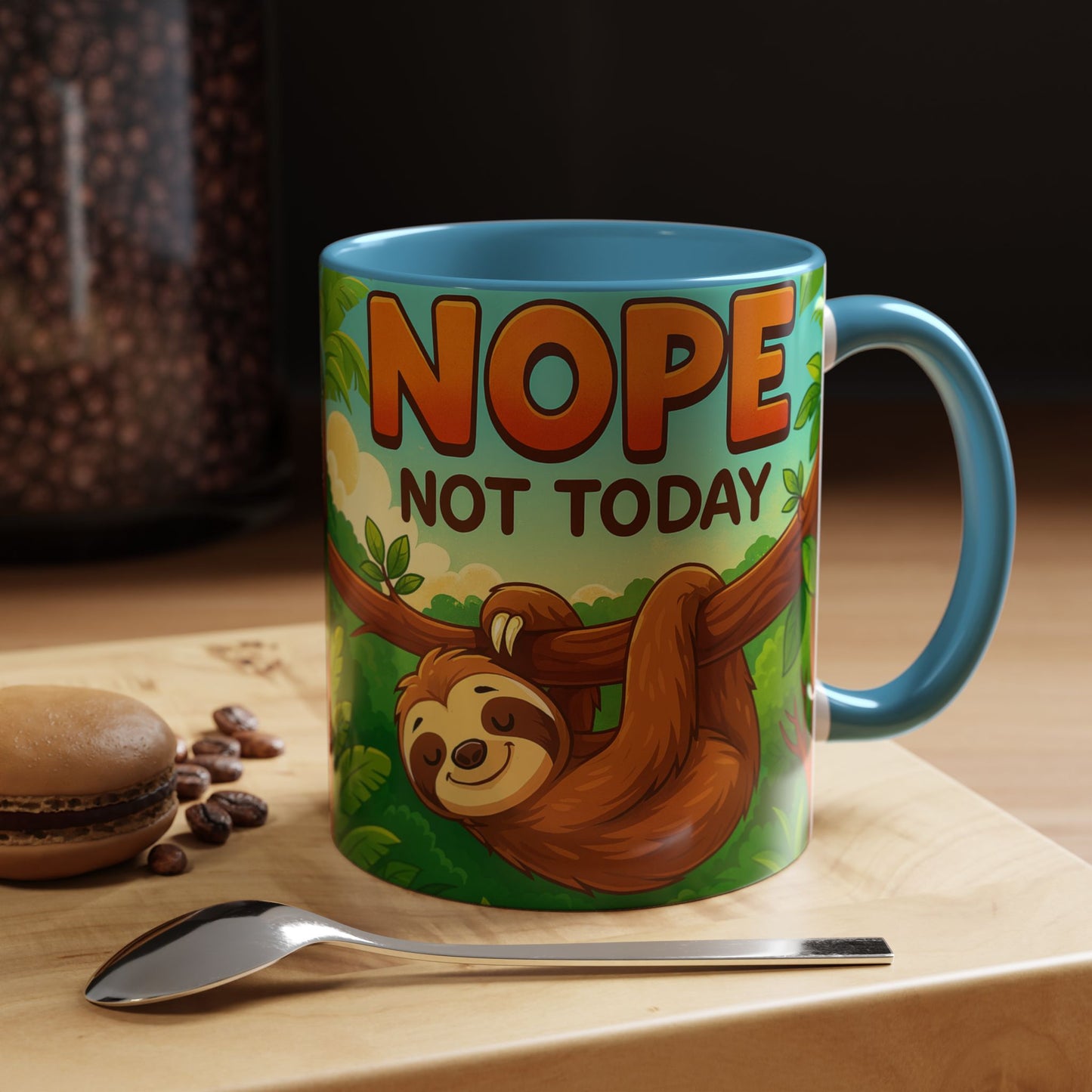 Sloth Nope Not Today-Themed Coffee Mug, Humorous Accent Mug for Animal Lovers, Perfect for Birthdays