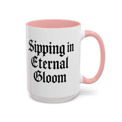 Eternal Gloom Accent Mug - Gothic Coffee Cup, Dark Aesthetic Drinkware, Unique Gift for Halloween, Home Office Decor, Quote Mug