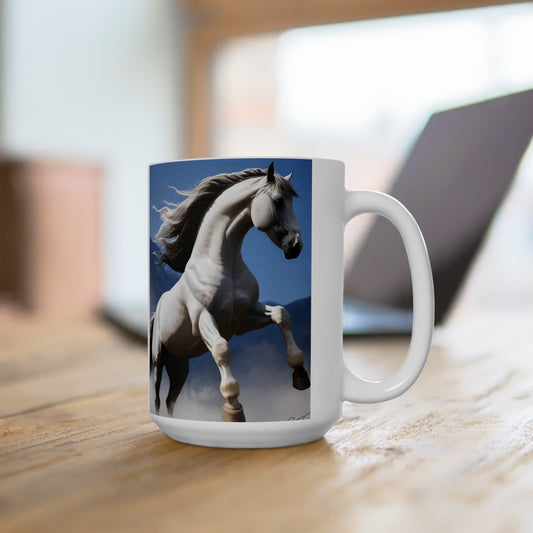 Ceramic Mug 15oz with White Horse