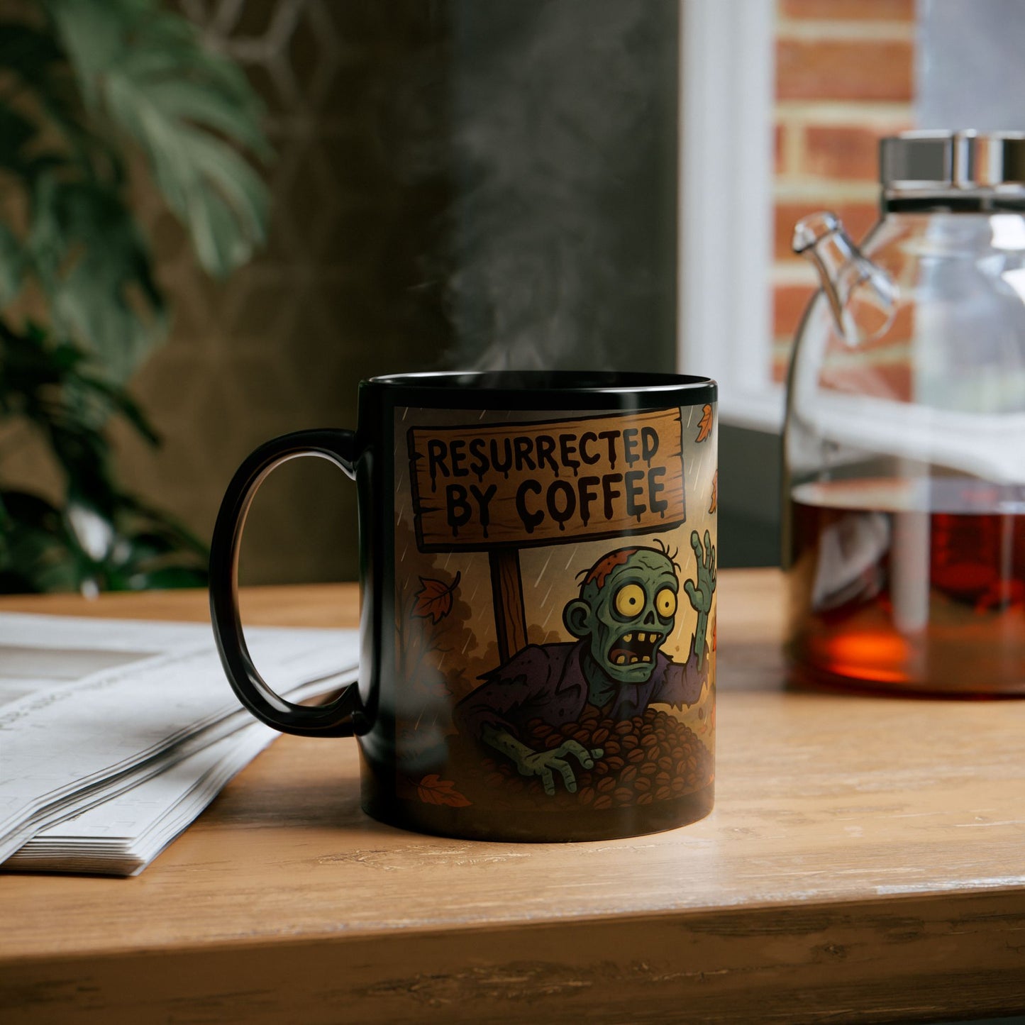 Halloween Zombie Coffee Mug, Funny Gift for Coffee Lovers, Resurrected by Coffee, Spooky Decor, Unique Halloween Gift