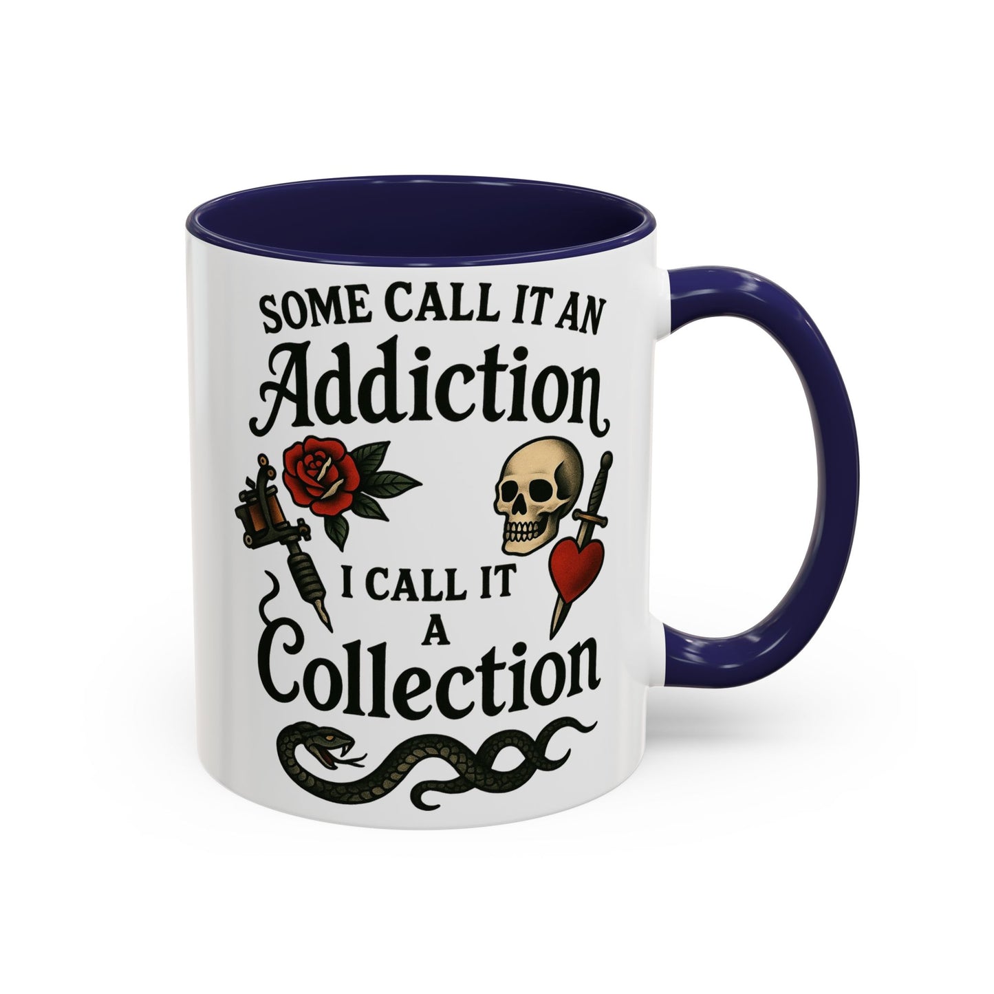 Tattoo Addiction Coffee Mug - Unique Gift, Skulls & Roses Design, Perfect for Collectors, Gothic Decor