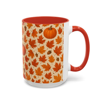 Autumn Leaves Coffee Mug, Pumpkin Mug, Fall Decor, Seasonal Gift, Nature Lover Mug, Cozy Kitchenware