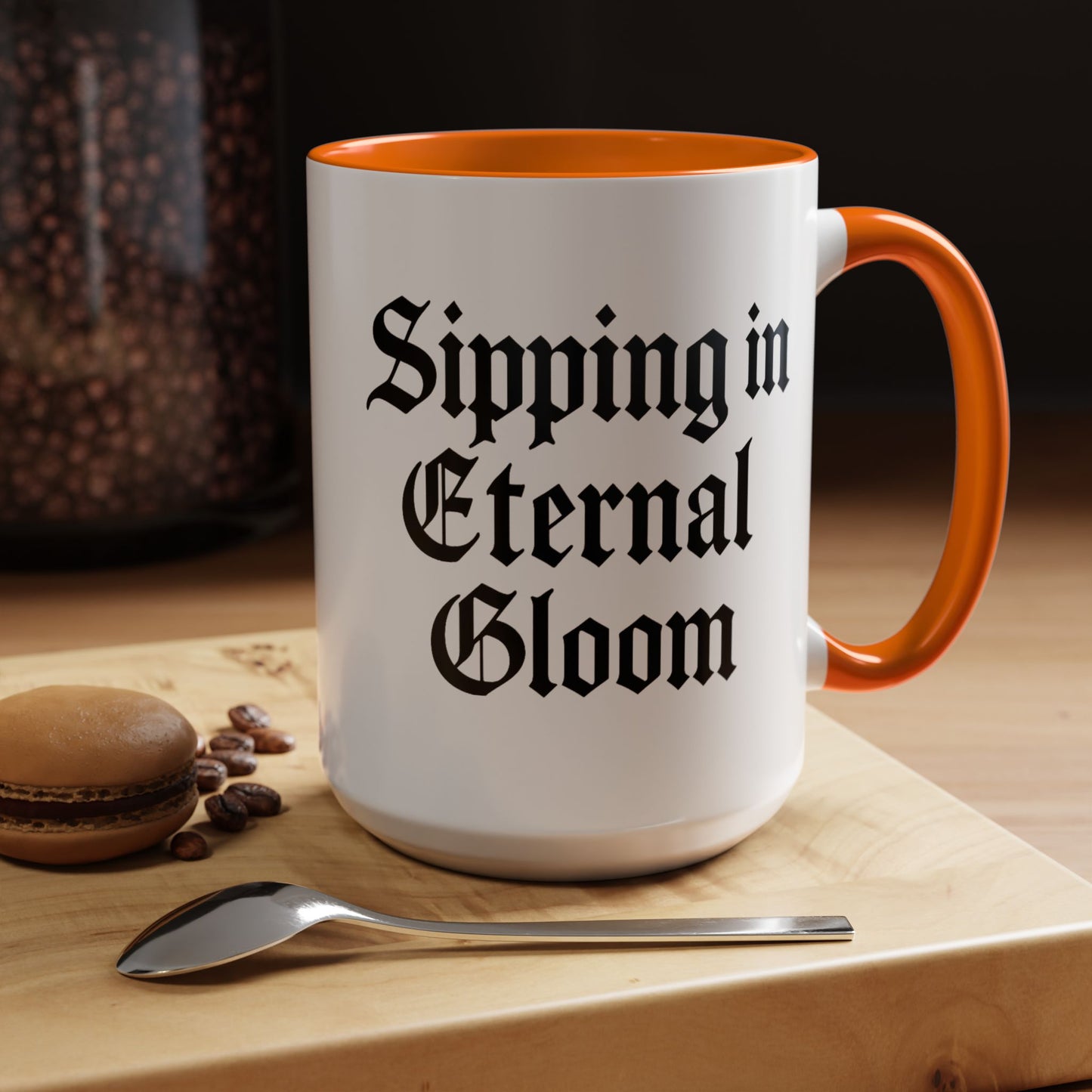 Eternal Gloom Accent Mug - Gothic Coffee Cup, Dark Aesthetic Drinkware, Unique Gift for Halloween, Home Office Decor, Quote Mug