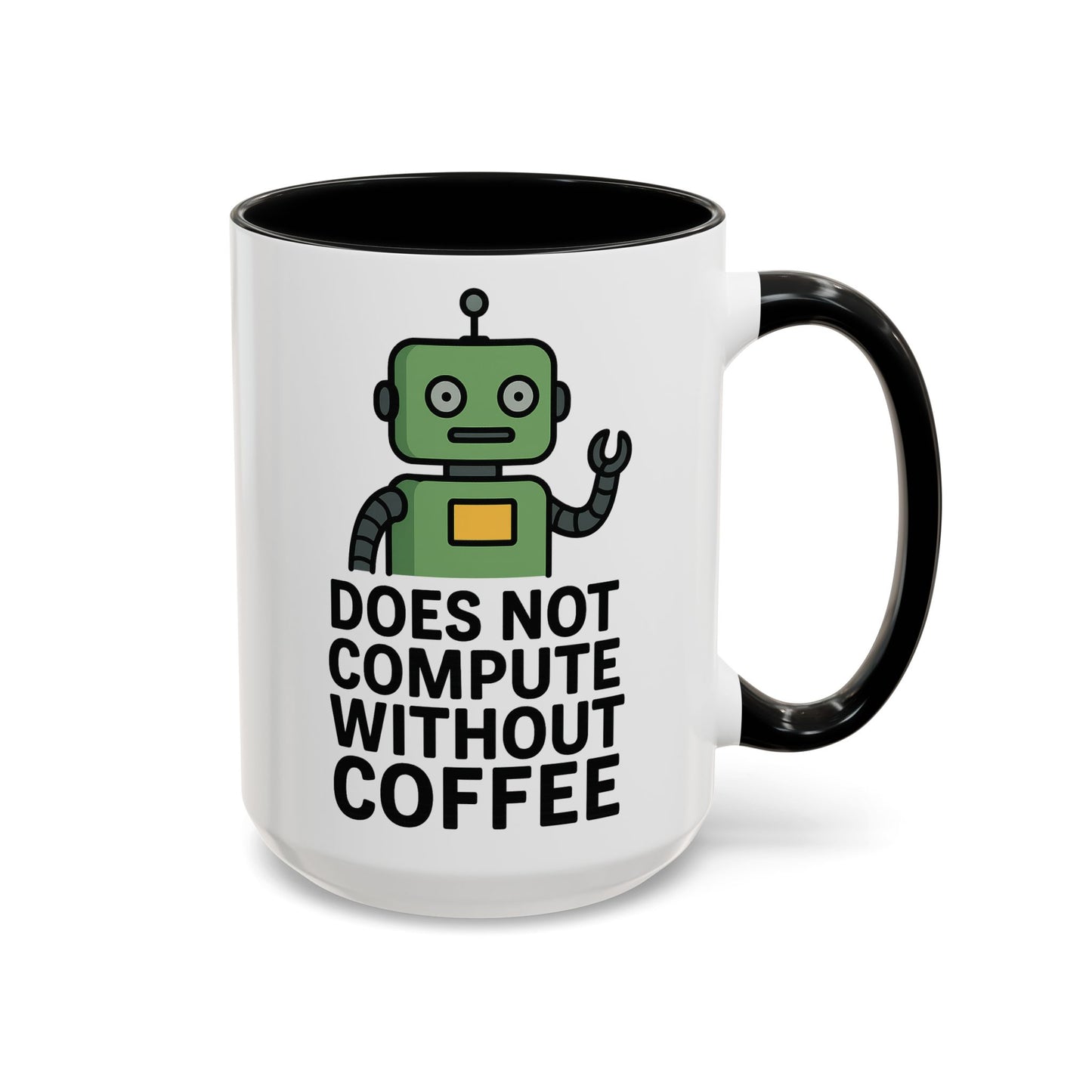 Funny Robot Coffee Mug | Does Not Compute Without Coffee | Gift for Tech Lovers, Office Humor, Geeky Kitchen Decor