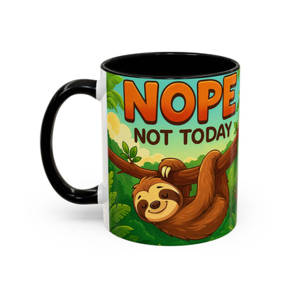 Sloth Nope Not Today-Themed Coffee Mug, Humorous Accent Mug for Animal Lovers, Perfect for Birthdays