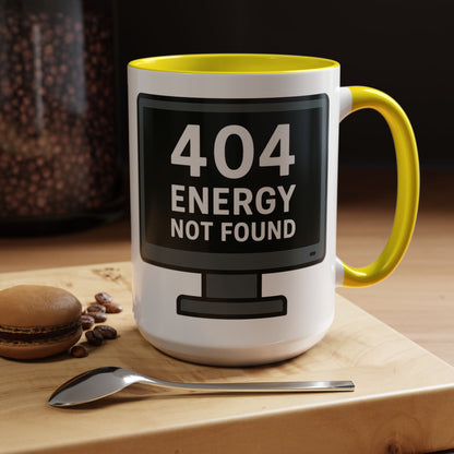 Humorous 404 Energy Not Found Coffee Mug, Funny Gift for Programmers, Unique Office Mug, Tech Lover's Gift, Coffee Lovers Mug