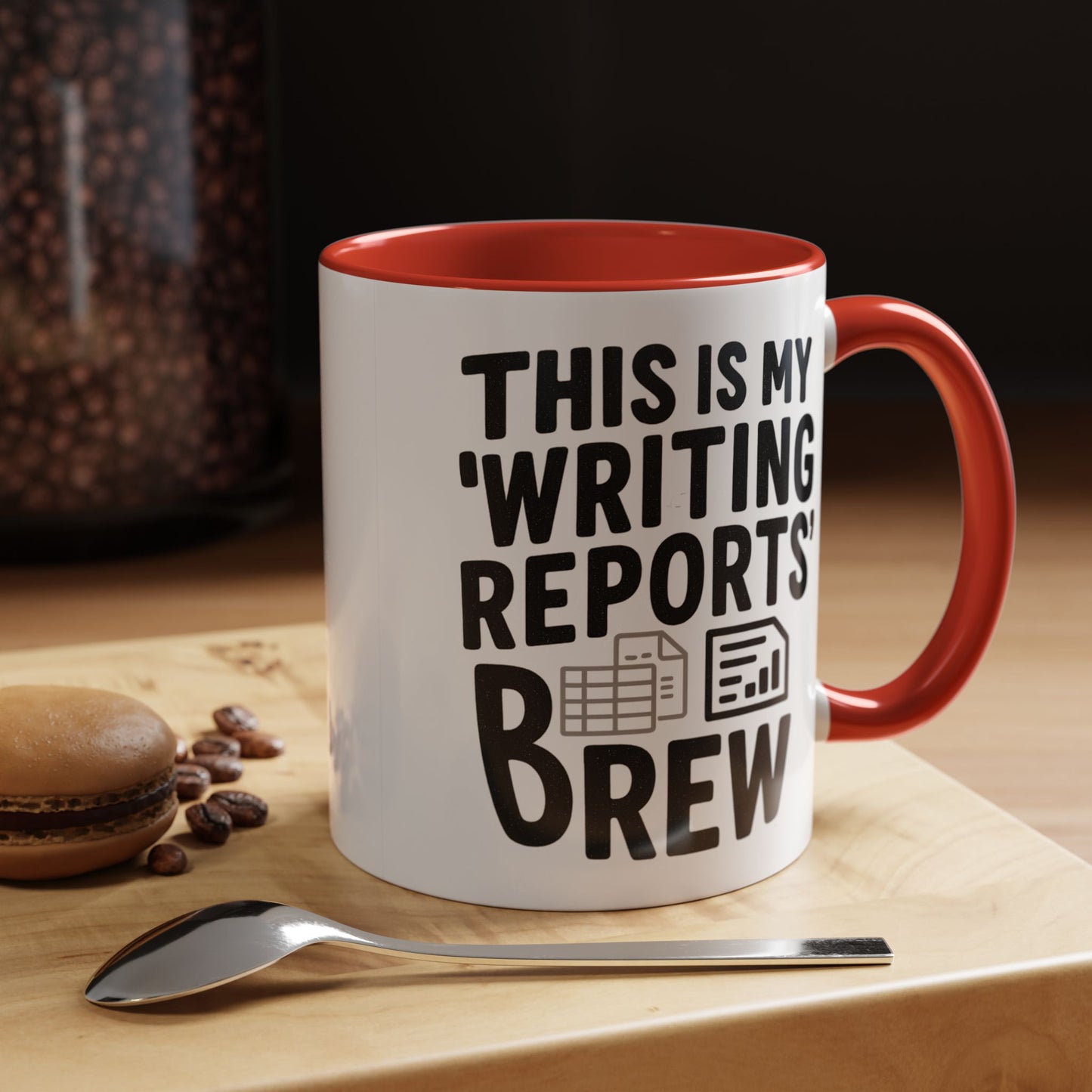 Writing Reports Accent Coffee Mug – Funny Office Gift, Work From Home, Police, Coffee Lover Humor