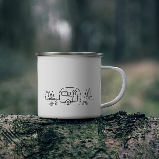 Adventure Awaits Enamel Camping Mug - Perfect for Outdoor Lovers & Campers