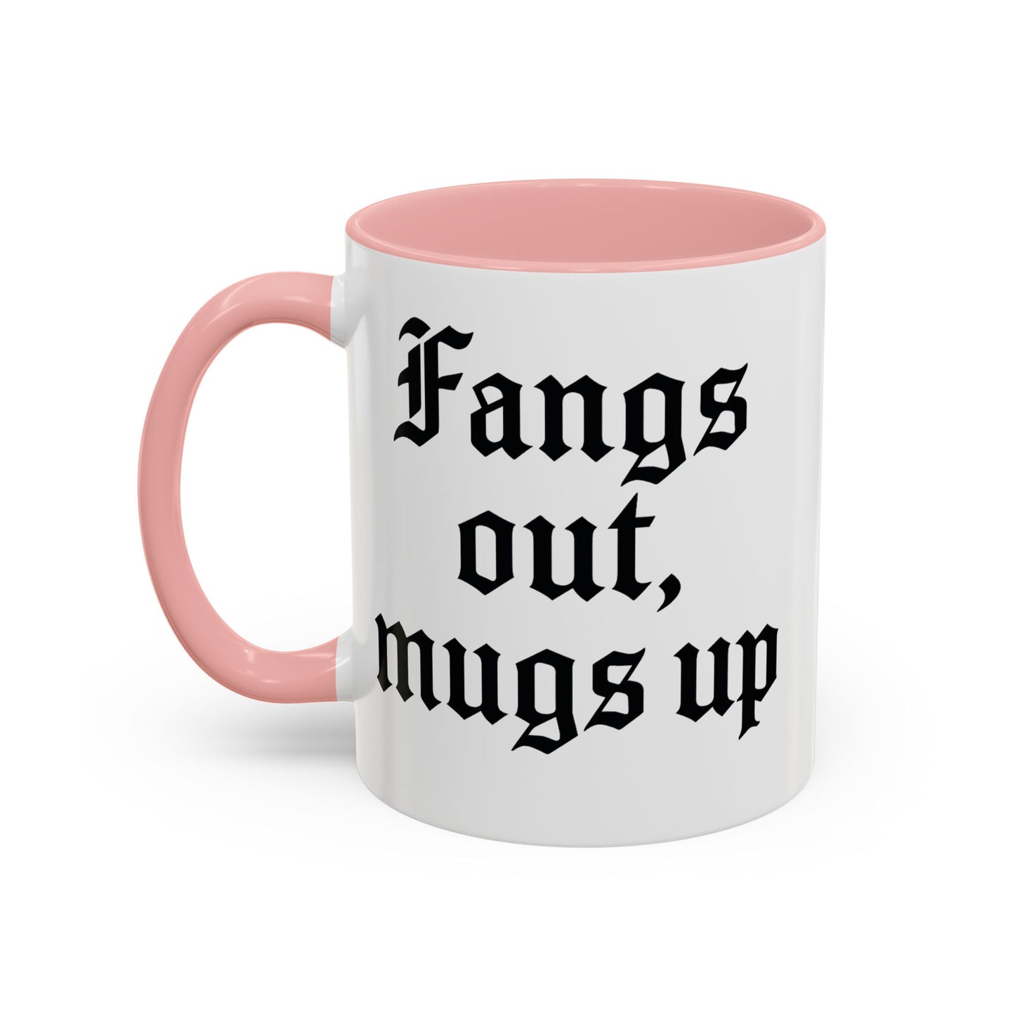 Gothic Coffee Mug, Fangs Out Mugs Up, Spooky Gift, Halloween Coffee Cup, Black Accent Ceramic Mug, Unique Drinkware