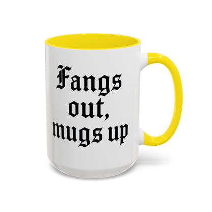 Gothic Coffee Mug, Fangs Out Mugs Up, Spooky Gift, Halloween Coffee Cup, Black Accent Ceramic Mug, Unique Drinkware