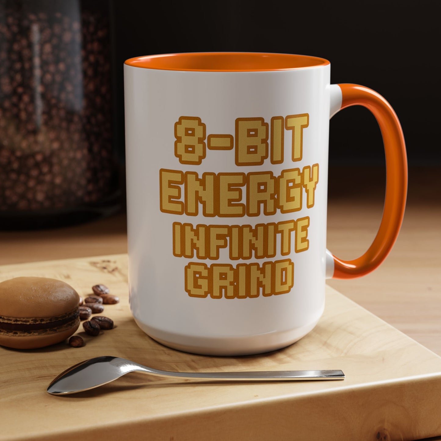 8-Bit Energy Infinite Grind, Cool Gaming Gift, Retro Video Game Cup, Perfect for Gamers, Fun Office Mug