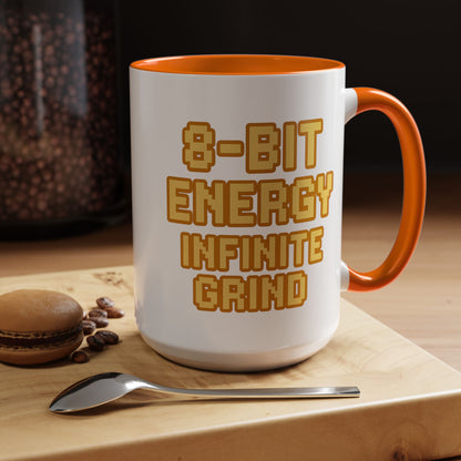 8-Bit Energy Infinite Grind, Cool Gaming Gift, Retro Video Game Cup, Perfect for Gamers, Fun Office Mug