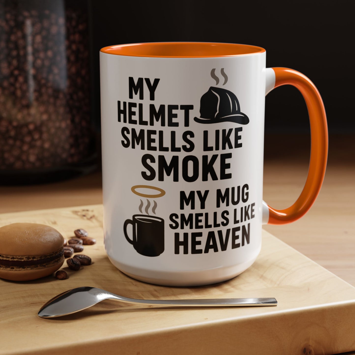 My Helmet Smells Like Smoke My Coffee Smells Like Heven -Funny Gift for Coffee Lovers, Firefighters
