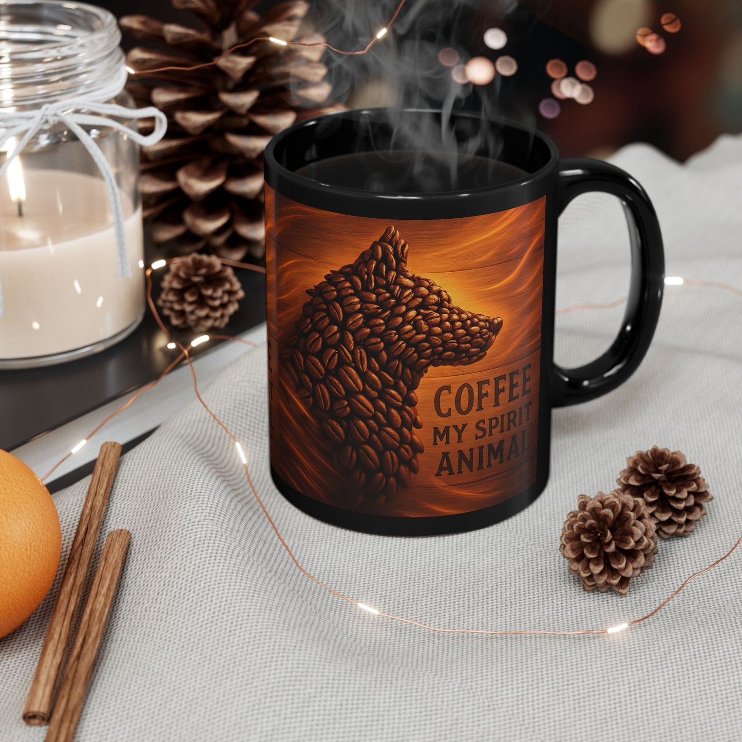 Coffee Is My Spirit Animal Mug, Black Coffee Cup for Animal Lovers