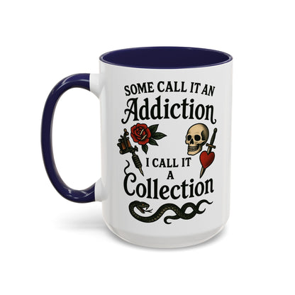 Tattoo Addiction Coffee Mug - Unique Gift, Skulls & Roses Design, Perfect for Collectors, Gothic Decor