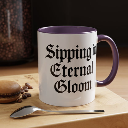 Eternal Gloom Accent Mug - Gothic Coffee Cup, Dark Aesthetic Drinkware, Unique Gift for Halloween, Home Office Decor, Quote Mug
