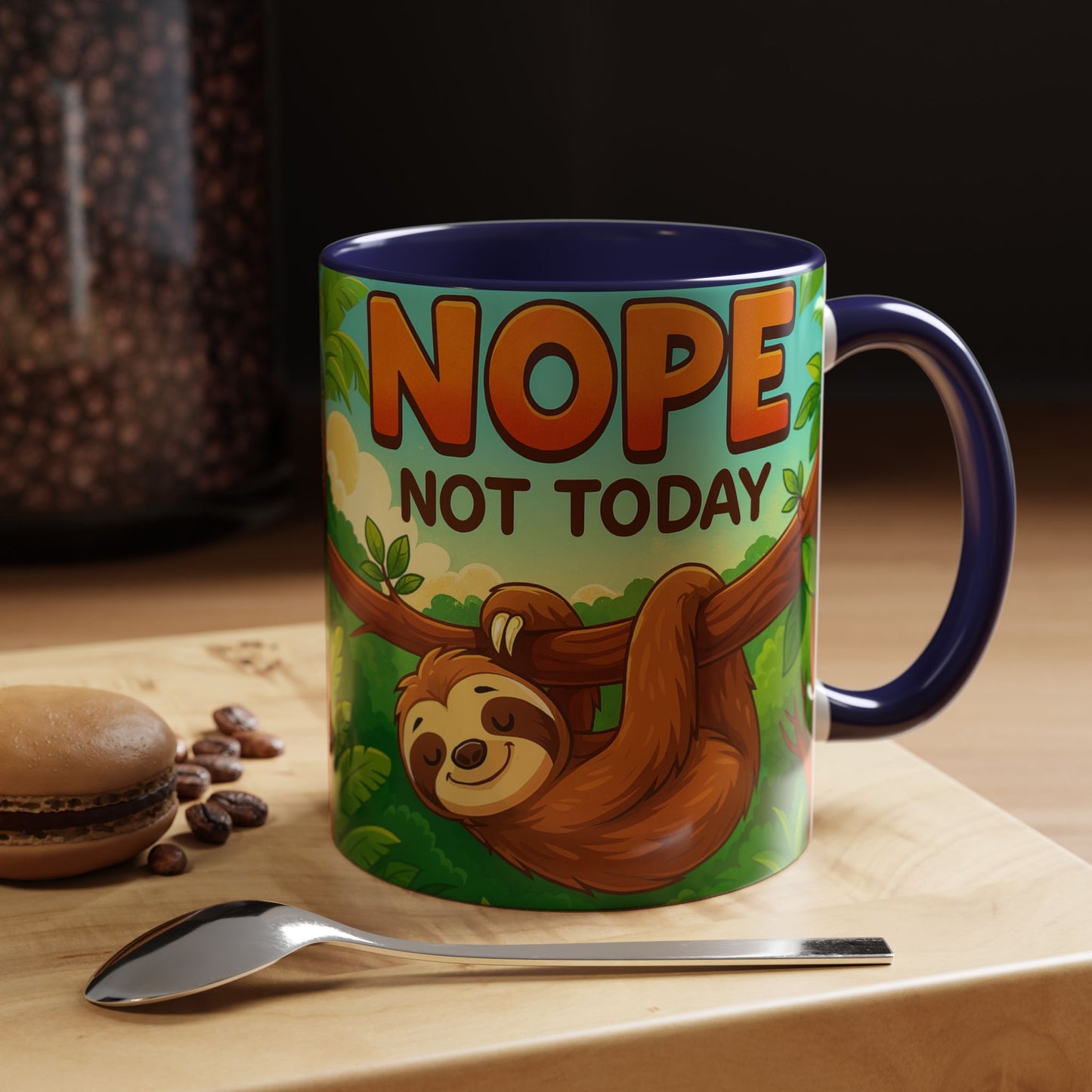 Sloth Nope Not Today-Themed Coffee Mug, Humorous Accent Mug for Animal Lovers, Perfect for Birthdays