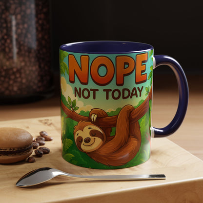 Sloth Nope Not Today-Themed Coffee Mug, Humorous Accent Mug for Animal Lovers, Perfect for Birthdays
