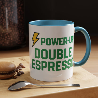 Power-Up Double Espresso Coffee Mug | Energizing Drinkware for Coffee Lovers, Gift for Baristas, Morning Motivation, Kitchen Decor