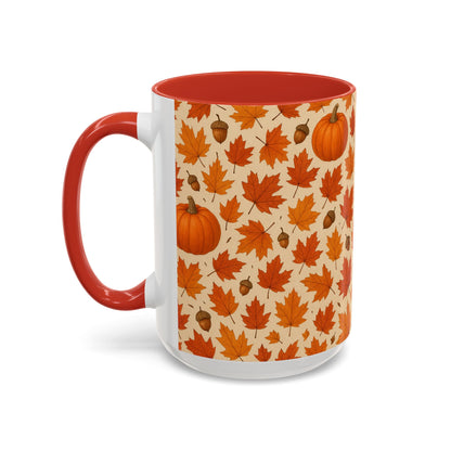 Autumn Leaves Coffee Mug, Pumpkin Mug, Fall Decor, Seasonal Gift, Nature Lover Mug, Cozy Kitchenware