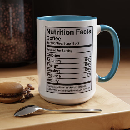 Humorous Coffee Nutrition Facts Mug, Funny Gift for Coffee Lovers