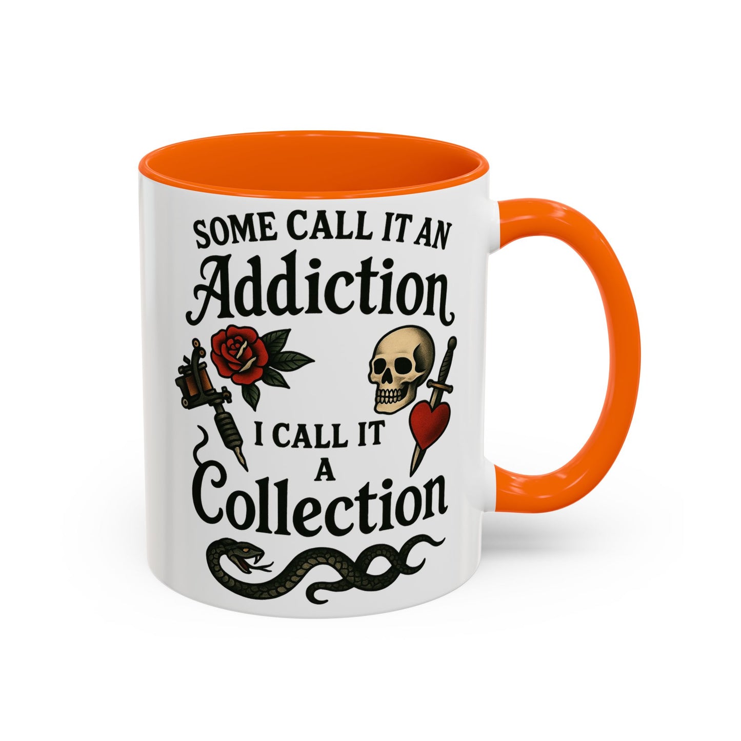 Tattoo Addiction Coffee Mug - Unique Gift, Skulls & Roses Design, Perfect for Collectors, Gothic Decor