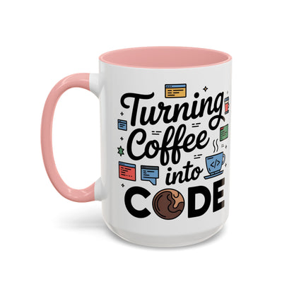 Turning Coffee into Code Mug, Programmer Gift, Coffee Lovers Cup, Tech Humor, Office Decor, Geeky Coffee Mug
