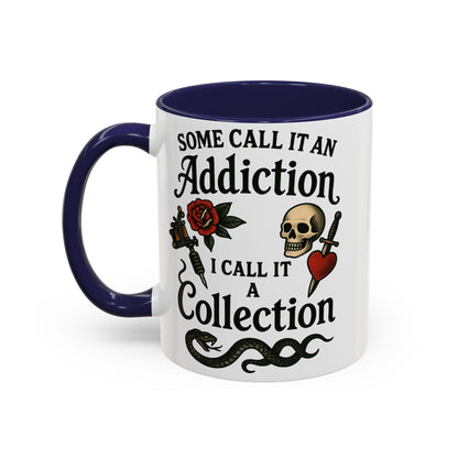 Tattoo Addiction Coffee Mug - Unique Gift, Skulls & Roses Design, Perfect for Collectors, Gothic Decor