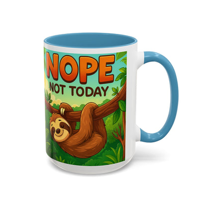 Sloth Nope Not Today-Themed Coffee Mug, Humorous Accent Mug for Animal Lovers, Perfect for Birthdays