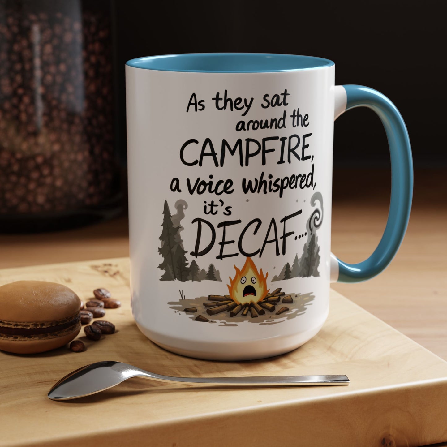 Scary Campfire Decaf Story Coffee Mug - Fun Gift for Outdoor Lovers, Camping, Hiking