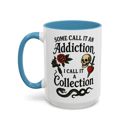 Tattoo Addiction Coffee Mug - Unique Gift, Skulls & Roses Design, Perfect for Collectors, Gothic Decor