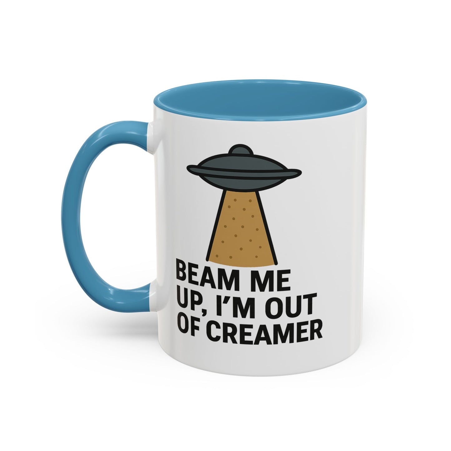 Funny Space-Themed Coffee Mug, Humorous Gift for Coffee Lovers, Out of Creamer, Alien Design, Quirky Kitchenware