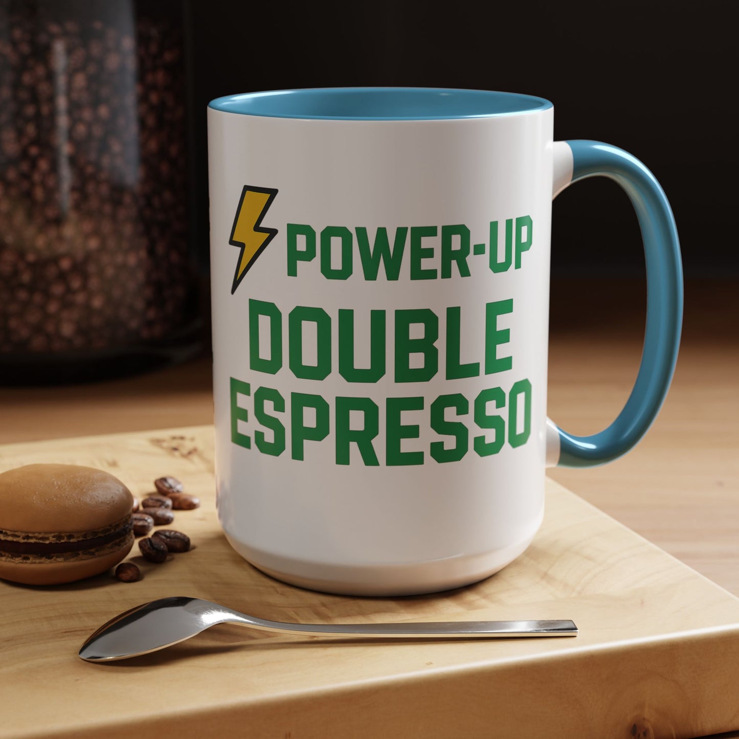 Power-Up Double Espresso Coffee Mug | Energizing Drinkware for Coffee Lovers, Gift for Baristas, Morning Motivation, Kitchen Decor