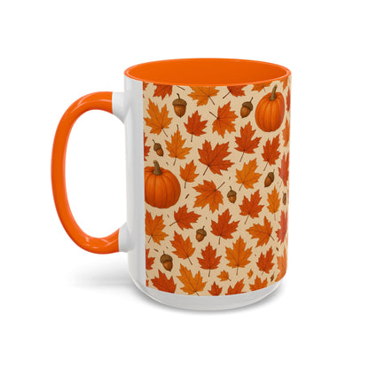 Autumn Leaves Coffee Mug, Pumpkin Mug, Fall Decor, Seasonal Gift, Nature Lover Mug, Cozy Kitchenware