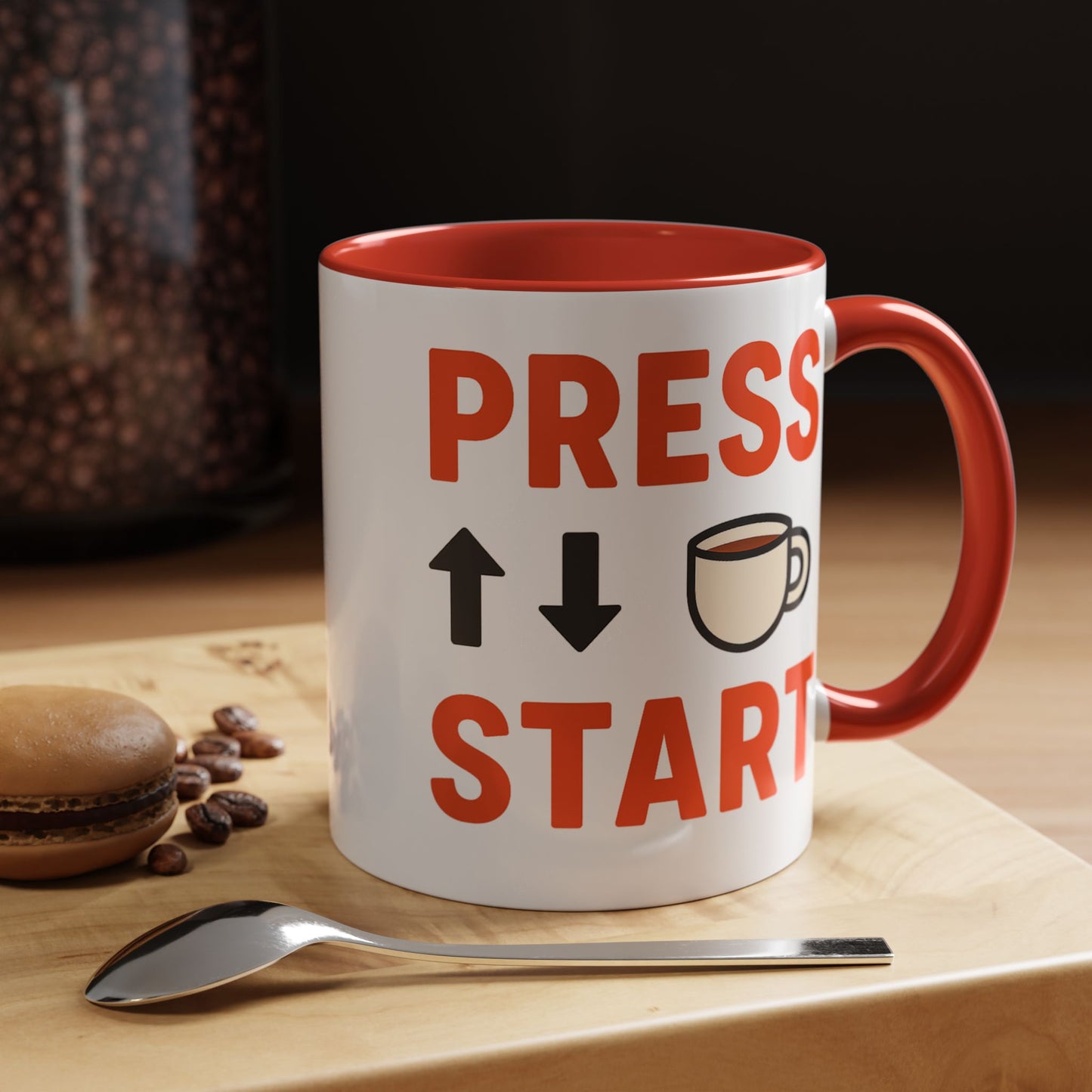 Press Start Retro Gamer Design, Fun Gifts for Gamers, Office Essentials, Tea Lovers, Unique Home Decor