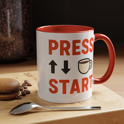 Press Start Retro Gamer Design, Fun Gifts for Gamers, Office Essentials, Tea Lovers, Unique Home Decor