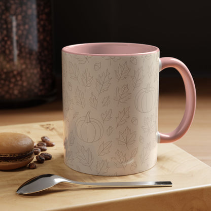 Autumn Leaves Accent Coffee Mug | Fall Decor, Pumpkin Lovers Gift, Cozy Mornings, Seasonal Kitchenware, Ideal for Thanksgiving