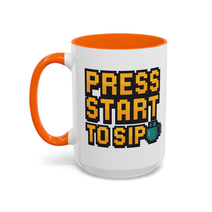 Gamer Coffee Mug, Press Start To Sip, Video Game Gift, Fun Kitchenware, Gaming Decor, Retro Style Mug