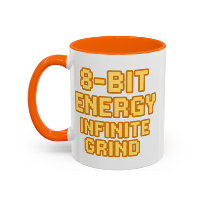 8-Bit Energy Infinite Grind, Cool Gaming Gift, Retro Video Game Cup, Perfect for Gamers, Fun Office Mug