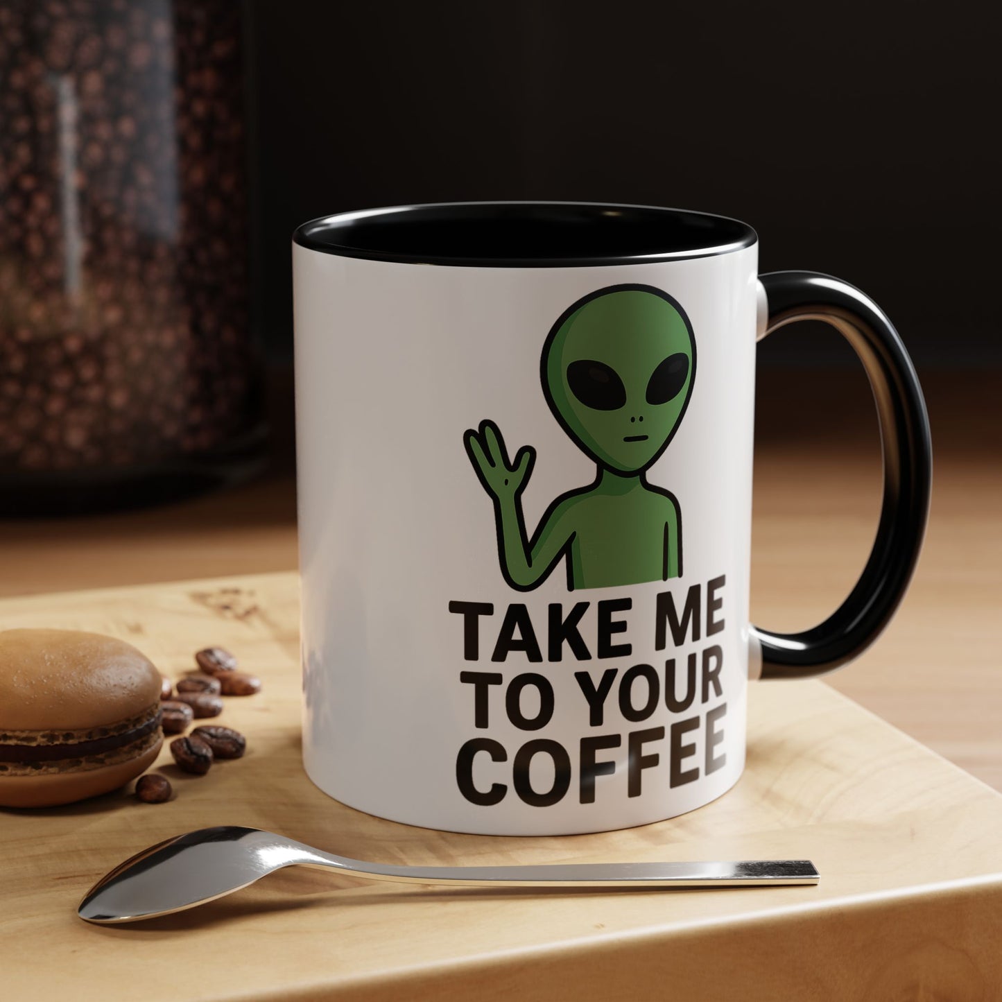 Funny Alien Coffee Mug - Take Me To Your Coffee, Humorous Gift for Coffee Lovers, Unique Office Decor, Birthday Gift