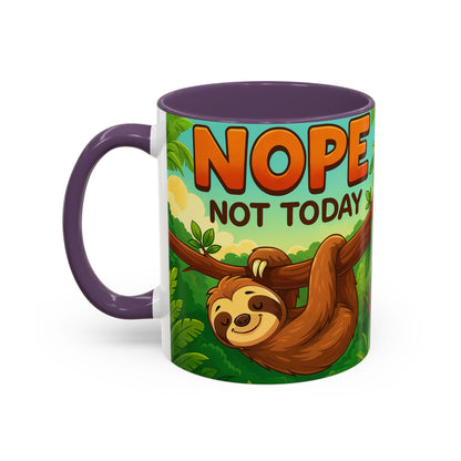 Sloth Nope Not Today-Themed Coffee Mug, Humorous Accent Mug for Animal Lovers, Perfect for Birthdays