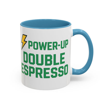Power-Up Double Espresso Coffee Mug | Energizing Drinkware for Coffee Lovers, Gift for Baristas, Morning Motivation, Kitchen Decor