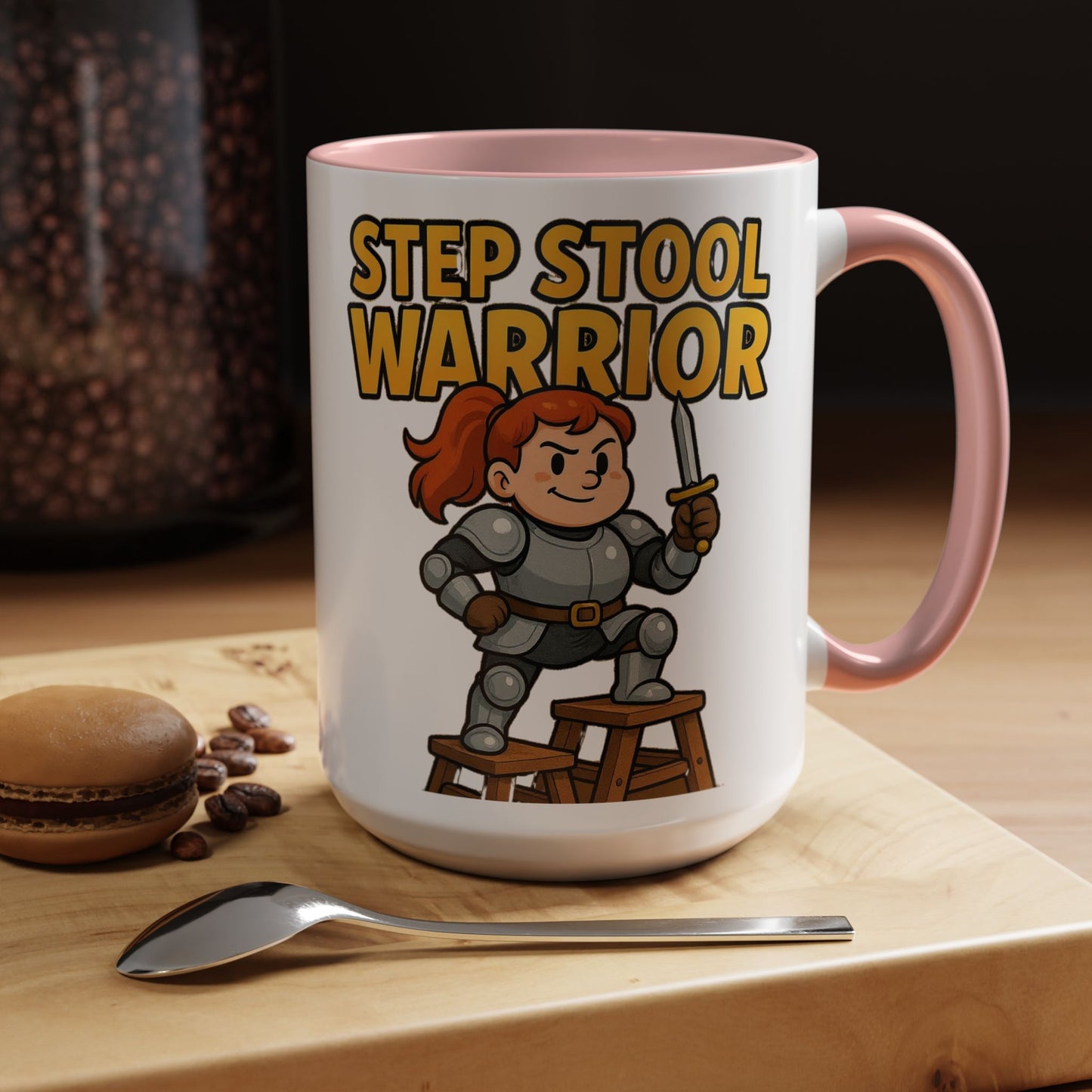 Step Stool Warrior Coffee Mug - Fun Gift for Kids, Unique Kitchenware, Playful Drinkware, Parenting Humor, Kids' Motivation