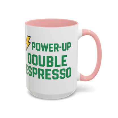 Power-Up Double Espresso Coffee Mug | Energizing Drinkware for Coffee Lovers, Gift for Baristas, Morning Motivation, Kitchen Decor