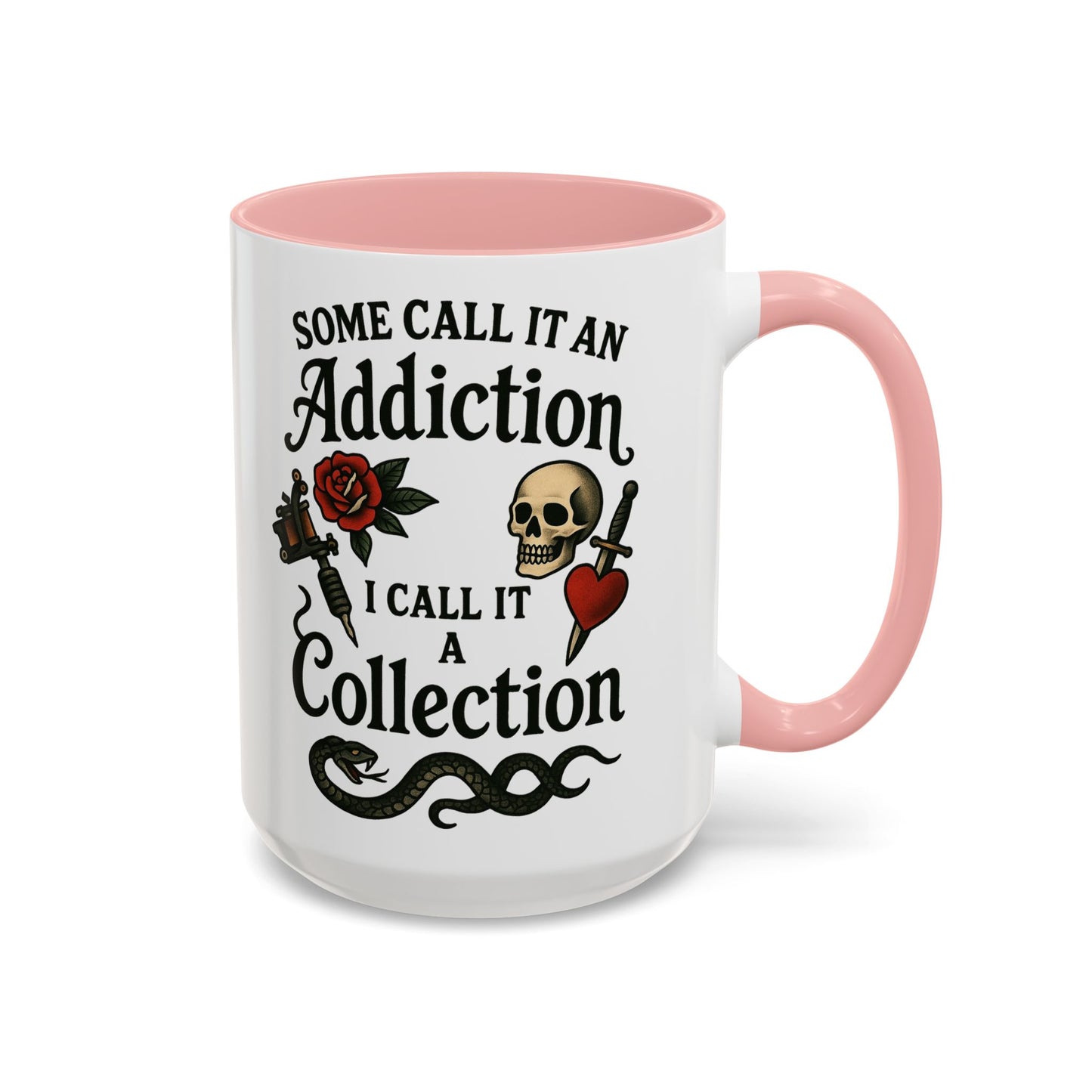Tattoo Addiction Coffee Mug - Unique Gift, Skulls & Roses Design, Perfect for Collectors, Gothic Decor