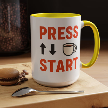Press Start Retro Gamer Design, Fun Gifts for Gamers, Office Essentials, Tea Lovers, Unique Home Decor